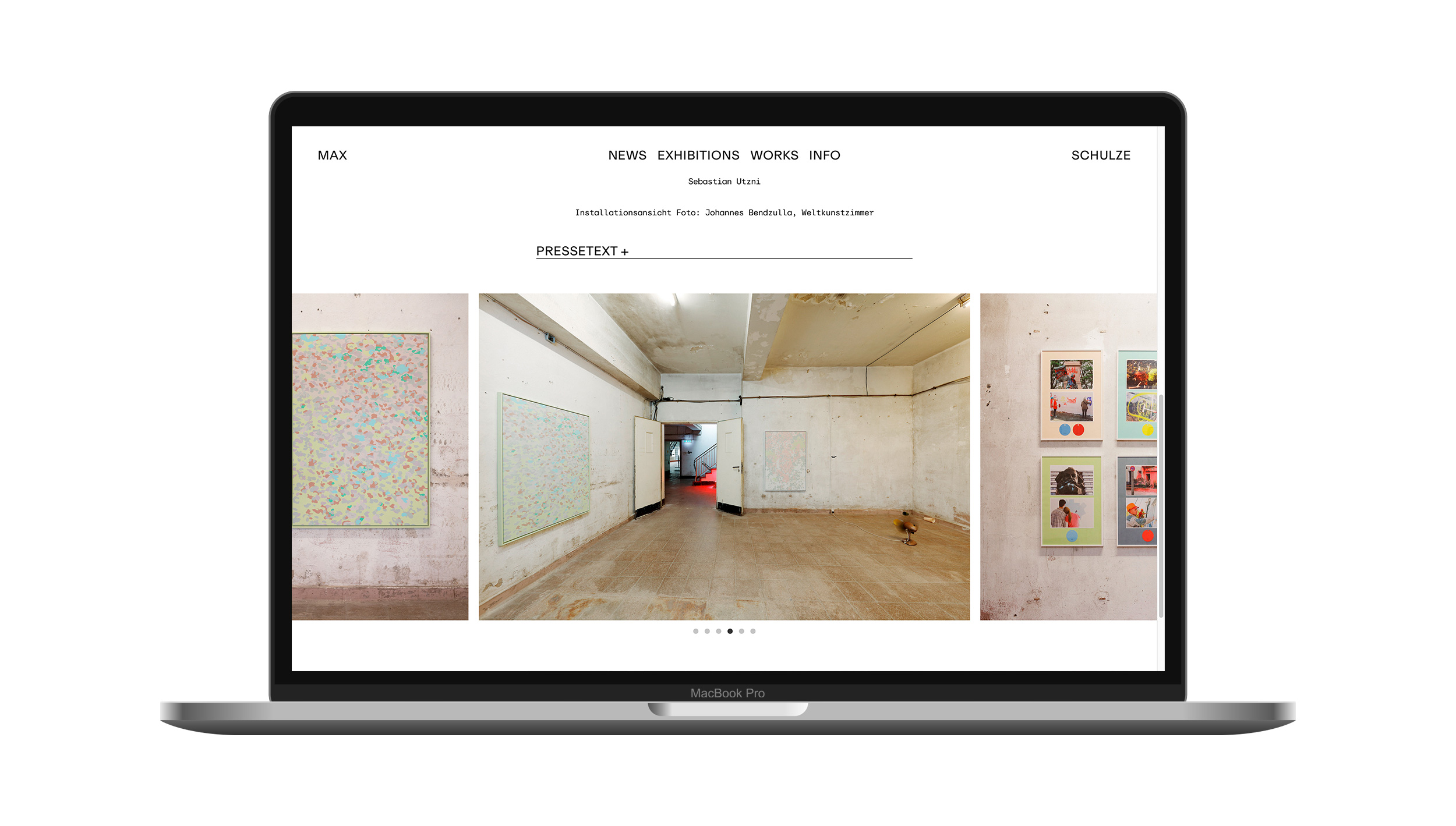 Max Schulze website on MacBook screen