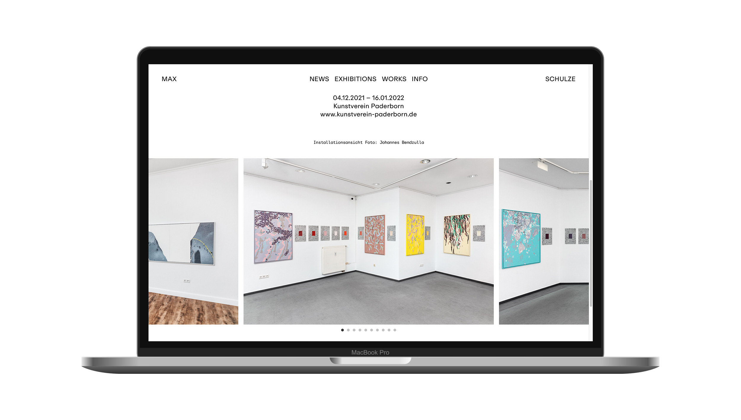 Max Schulze website on MacBook screen